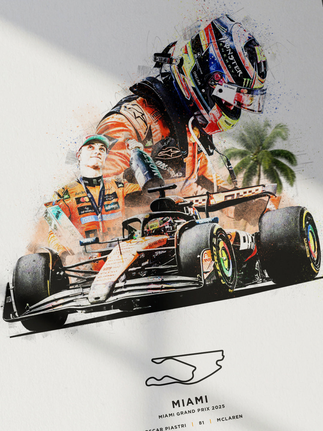 Limited Edition Oscar Piastri Miami GP 2025 Formula 1 Print