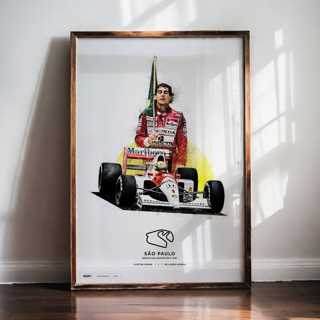 Limited Edition Ayrton Senna 1991 Brazilian Grand Prix Formula 1 Print