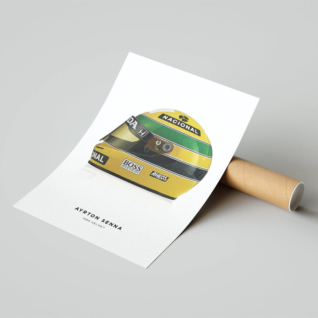 Ayrton Senna Print : 1990 Formula 1 Helmet