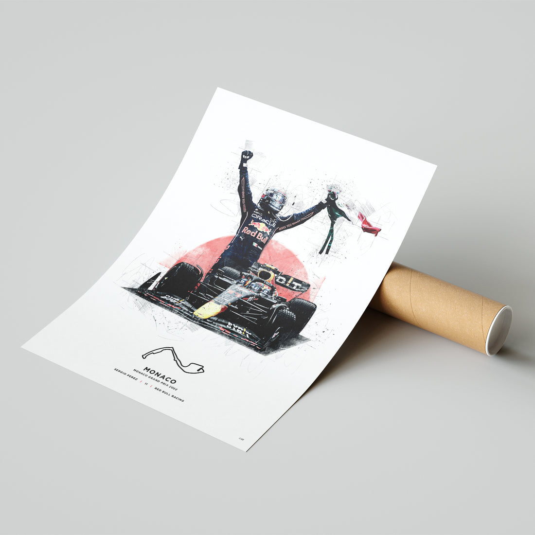 Limited Edition Sergio Perez Print : 2022 Formula 1 Monaco GP