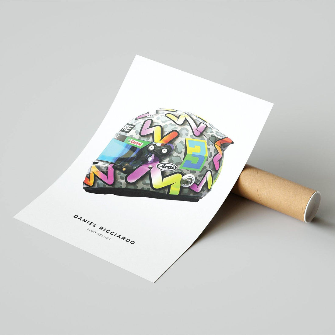 Daniel Ricciardo Formula 1 2020 Helmet (Left) Print