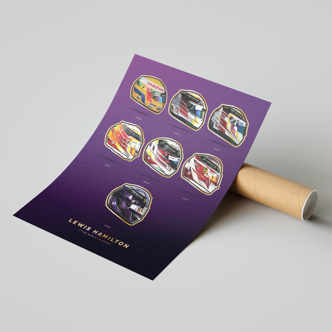 Lewis Hamilton 7 Time World Champion Formula 1 2020 Print (Purple)