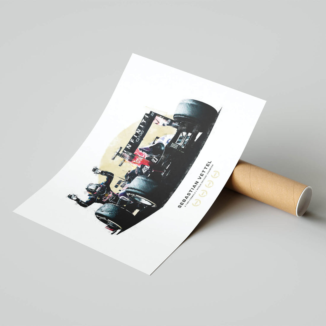 Sebastian Vettel 4 Time Formula 1 Champion Print