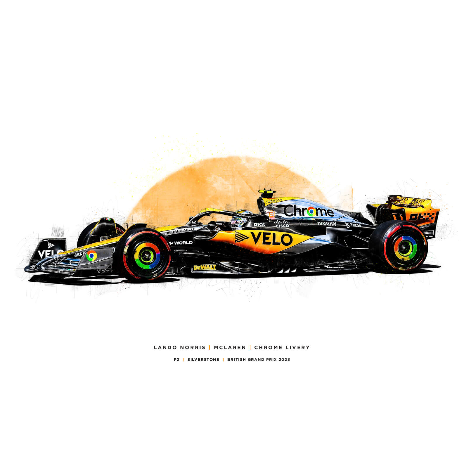 Lando Norris - McLaren Chrome Livery, British Grand Prix, 2023 Formula 1 Print