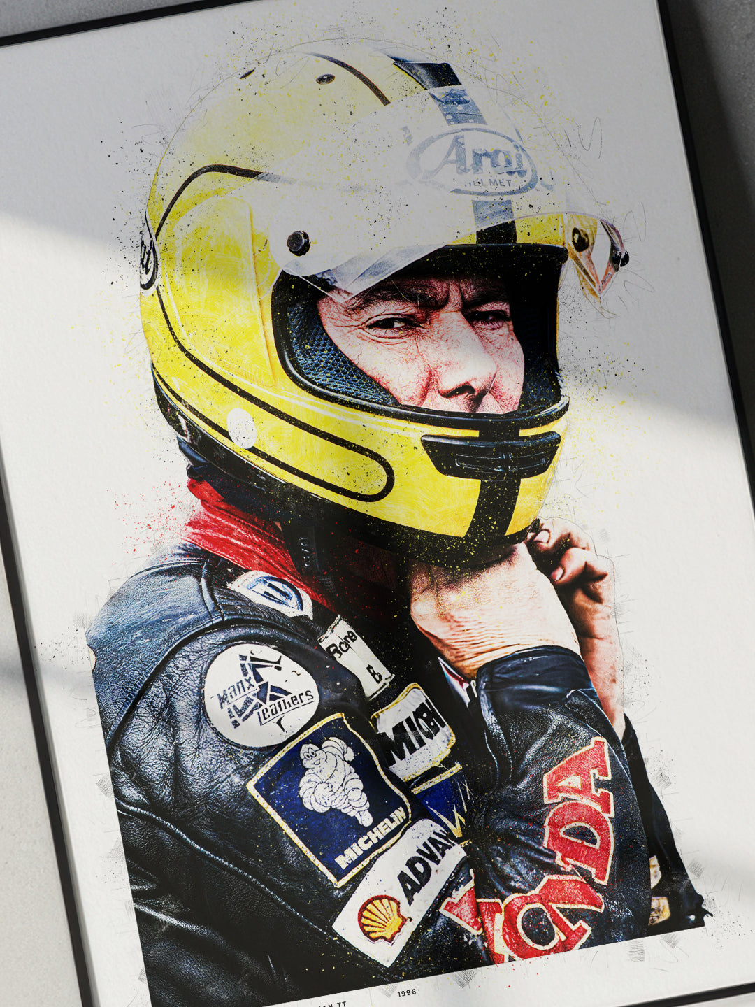 Joey Dunlop Putting On Helmet – 1996 Isle Of Man TT Art Print