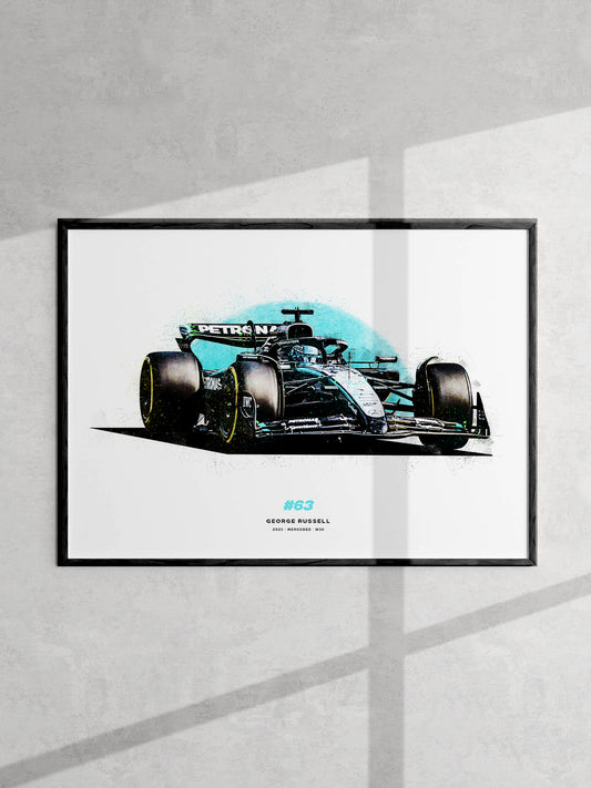 George Russell 2025 Mercedes W16, Formula 1 Print