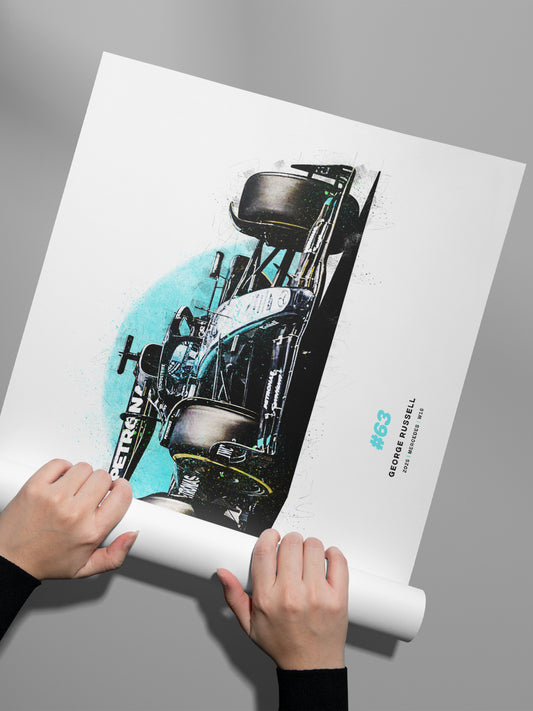 George Russell 2025 Mercedes W16, Formula 1 Print