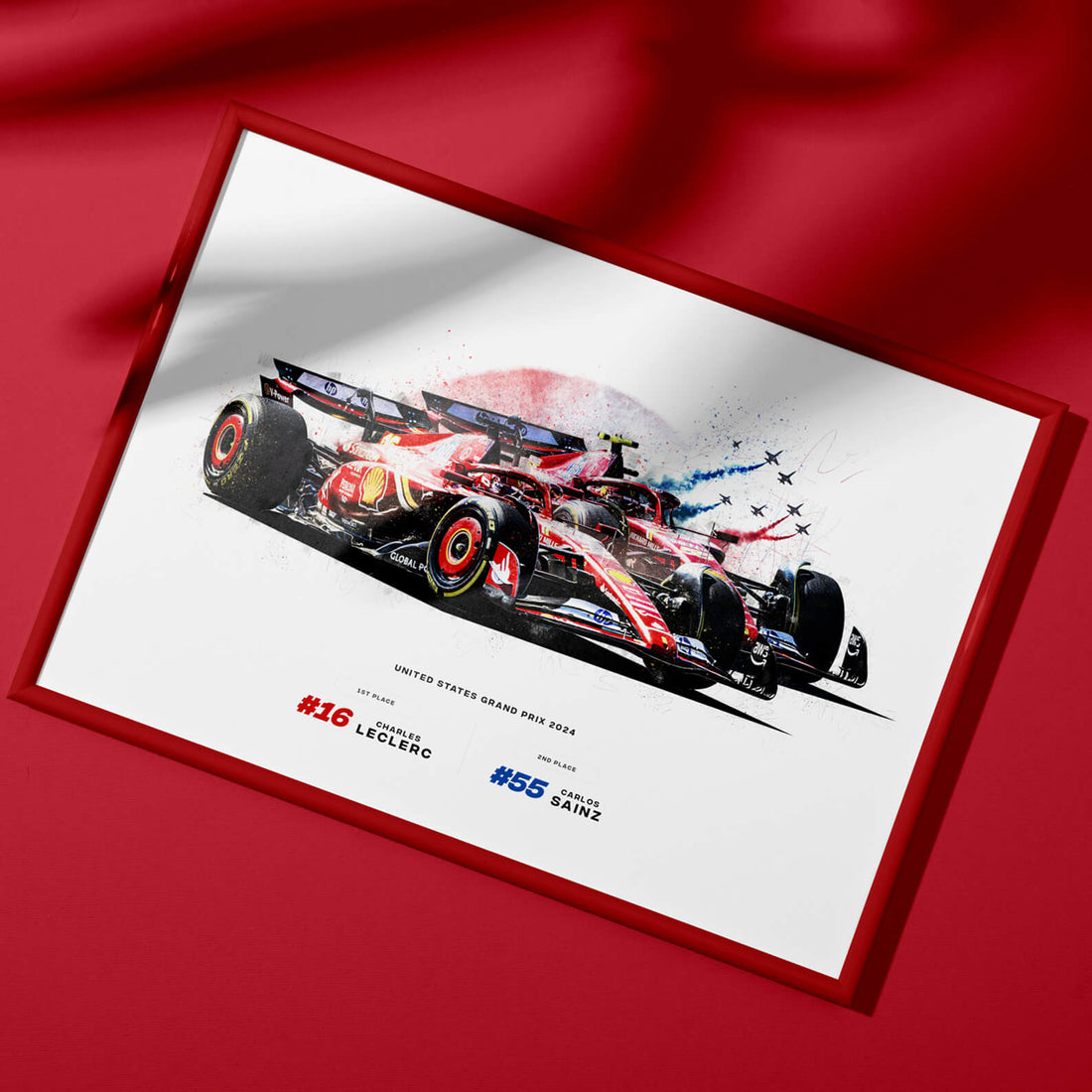 Charles Leclerc & Carlos Sainz, Ferrari 1-2 United States Grand Prix, 2024 Formula 1 Print