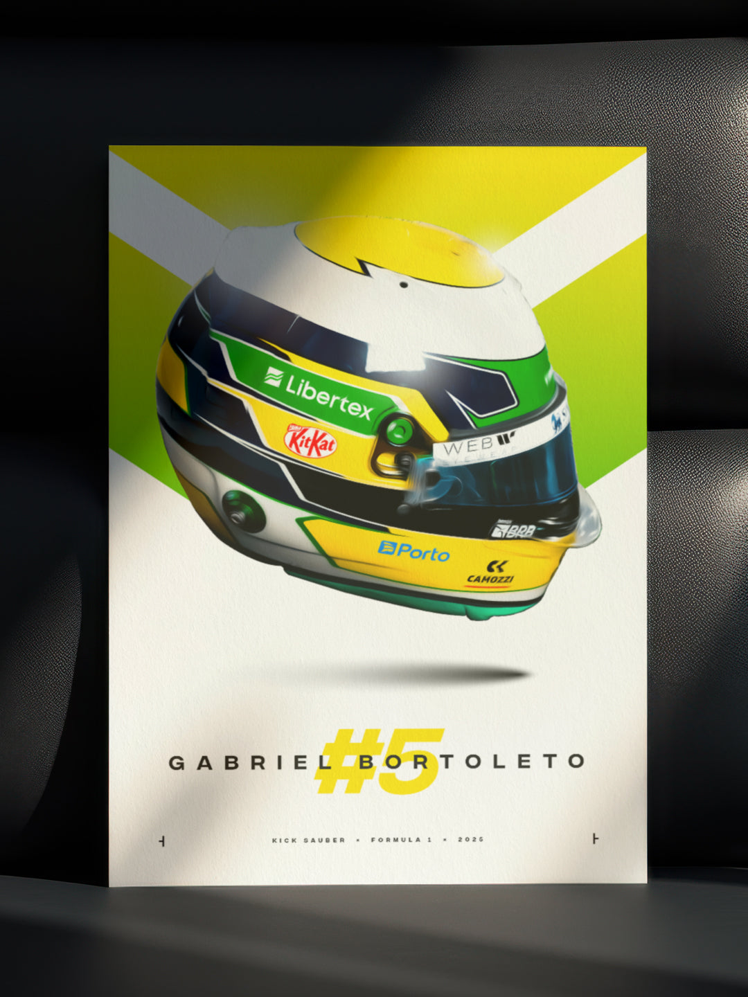 Gabriel Bortoleto 2025 Helmet, Formula 1 Print