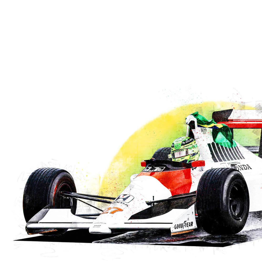 Lewis Hamilton x Ayrton Senna, McLaren MP4/5B, Formula 1 Print