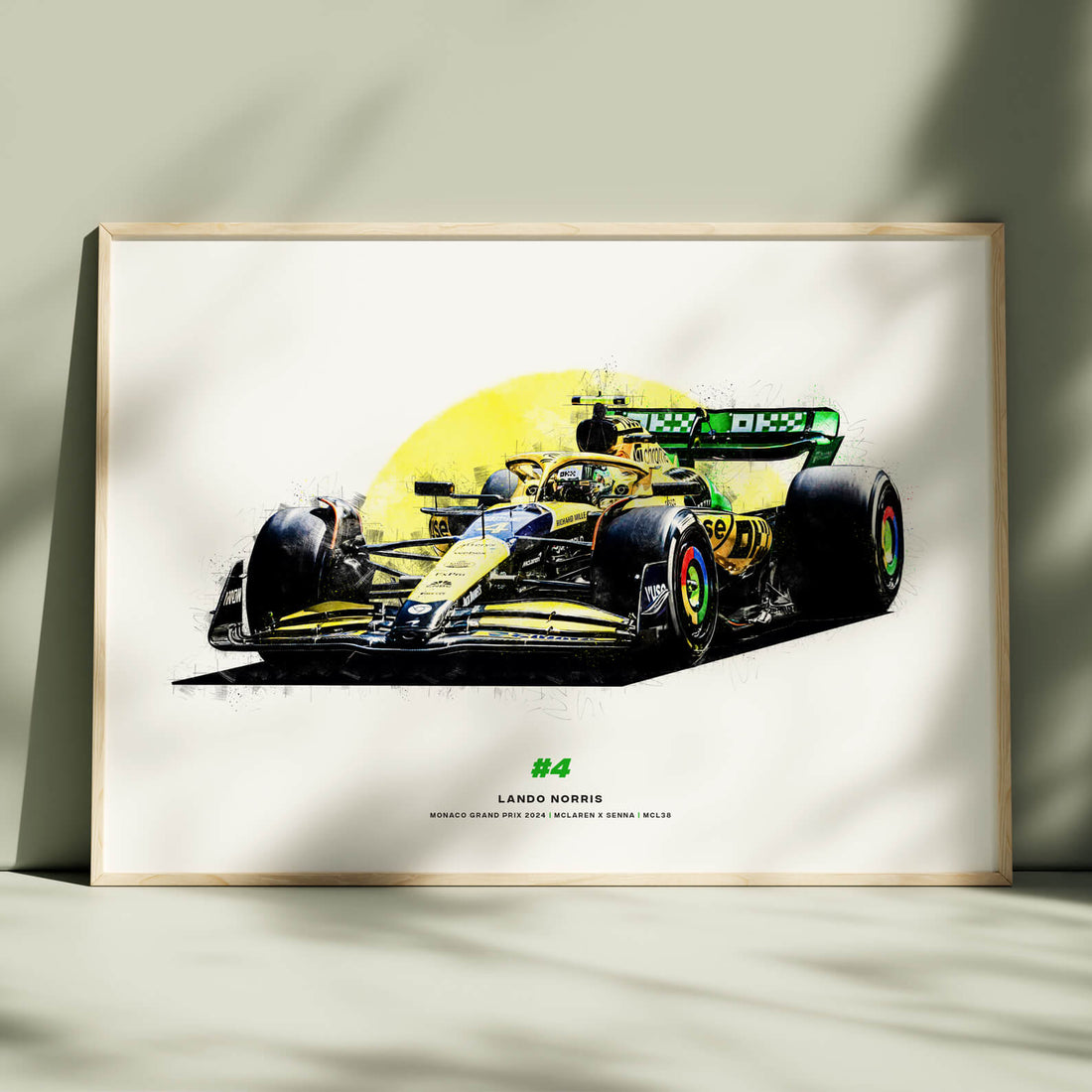 Lando Norris McLaren x Senna Monaco Livery MCL38, 2024 Formula 1 Car Print