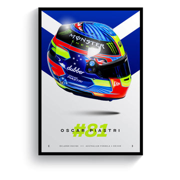 Oscar Piastri 2024 Helmet, Formula 1 Print