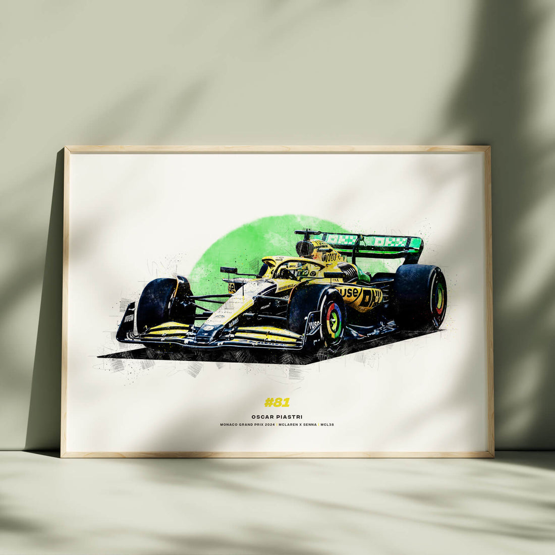 Oscar Piastri McLaren x Senna Monaco Livery MCL38, 2024 Formula 1 Car Print