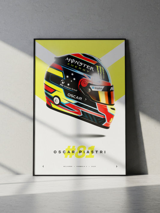 Oscar Piastri 2025 Helmet, Formula 1 Print