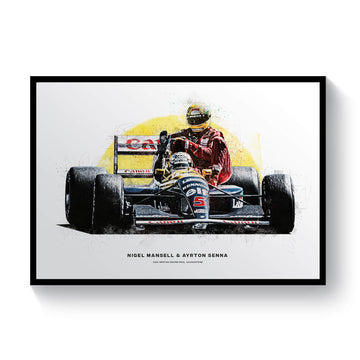 Nigel Mansell Gives Aryton Senna A Lift, British Grand Prix 1991 - Formula 1 Art Print