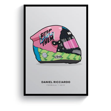 Daniel Ricciardo Illustration Formula 1 2019 Helmet Print