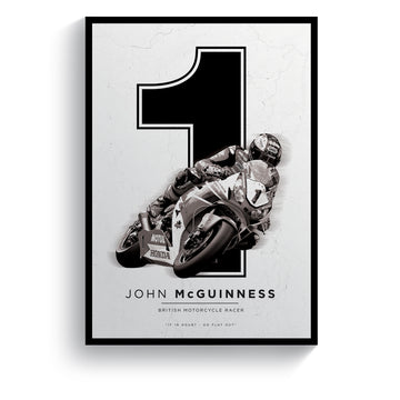 John McGuinness Isle of Man TT Rider Print (Black & White)