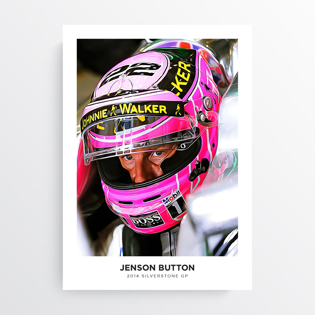 Jenson Button Formula One Silverstone 2014 'Pink for Papa' Print