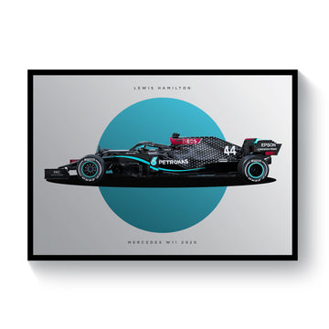 Lewis Hamilton Mercedes W11 Formula 1 2020 Car Print