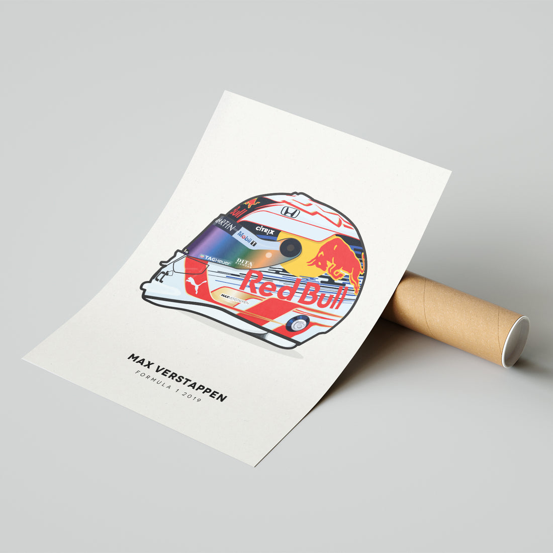 Max Verstappen 2019 Formula 1 Helmet Illustration Print