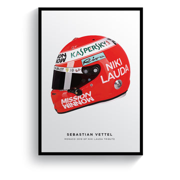 Sebastian Vettel Niki Lauda Tribute Monaco 2019 Formula 1 Helmet Print