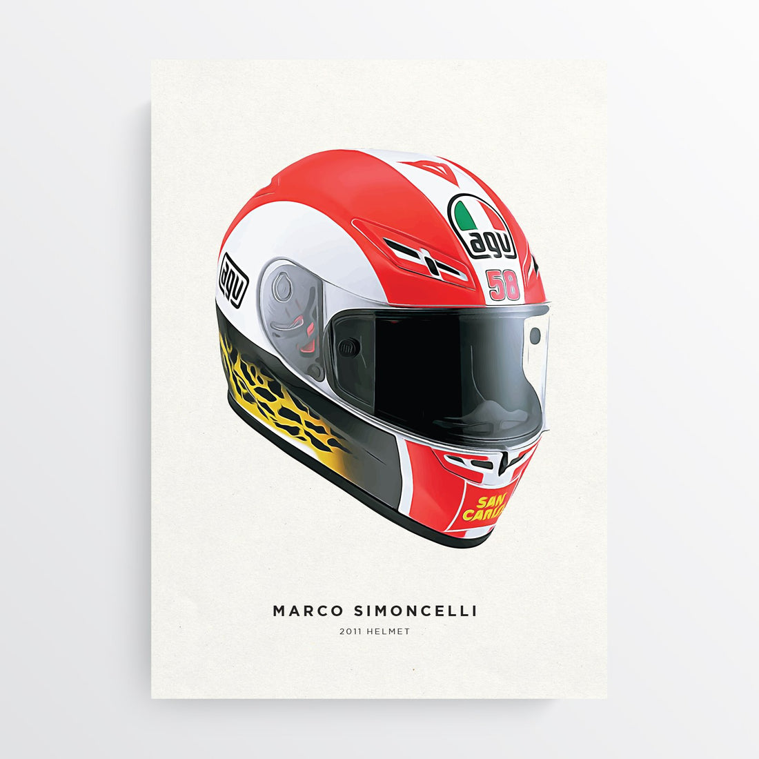 Marco Simoncelli 2011 Moto GP Helmet Print