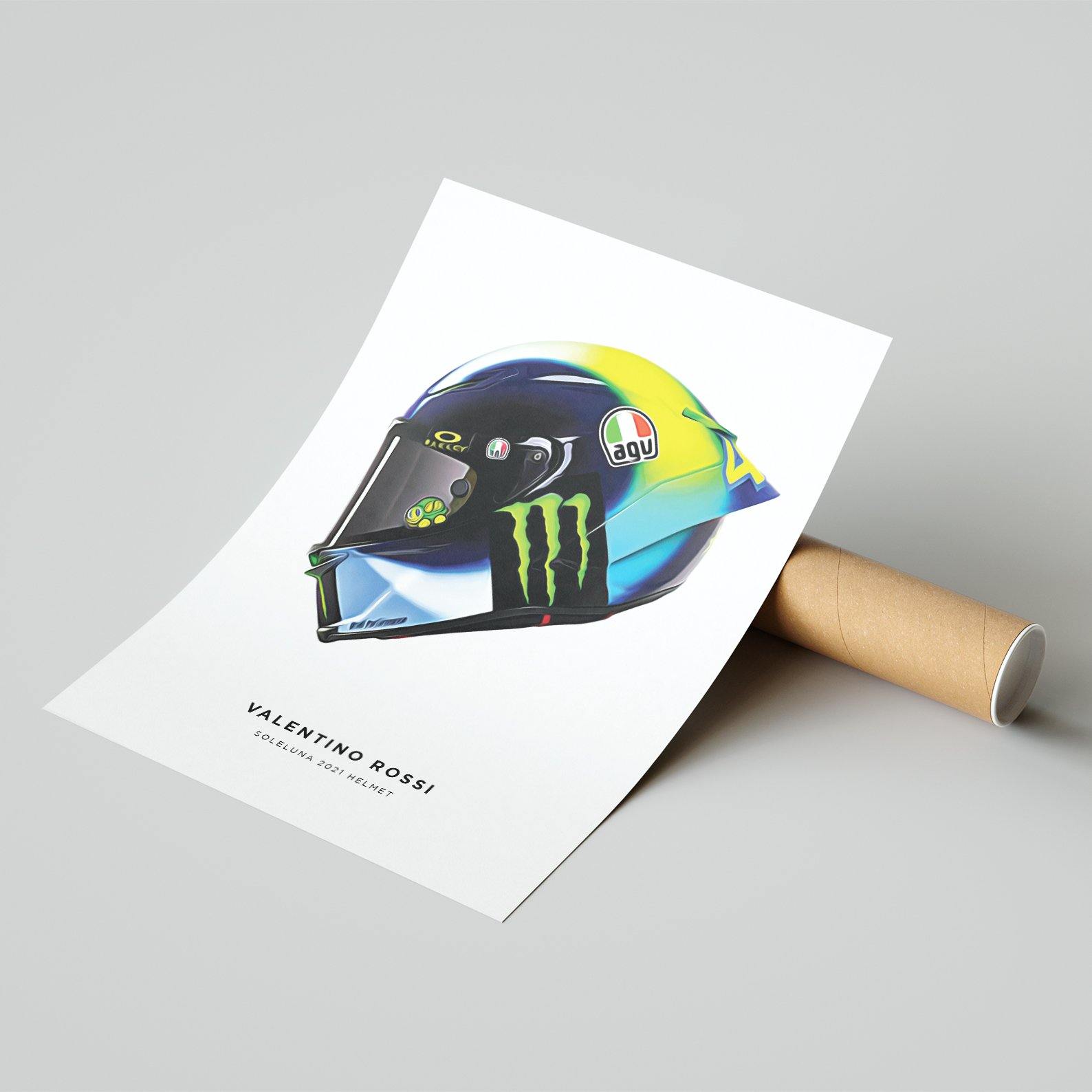 pastel Kejserlig krybdyr Valentino Rossi Poster Soleluna Motogp Helmet Poster