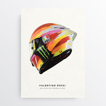 Valentino Rossi Mugello 2019 MotoGP Helmet Print